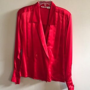 Red Silk Anne Klein II Blouse